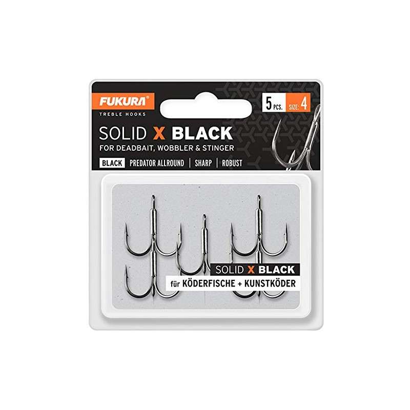 Fukura Solid X Treble Hooks Size 4 Pack of 5