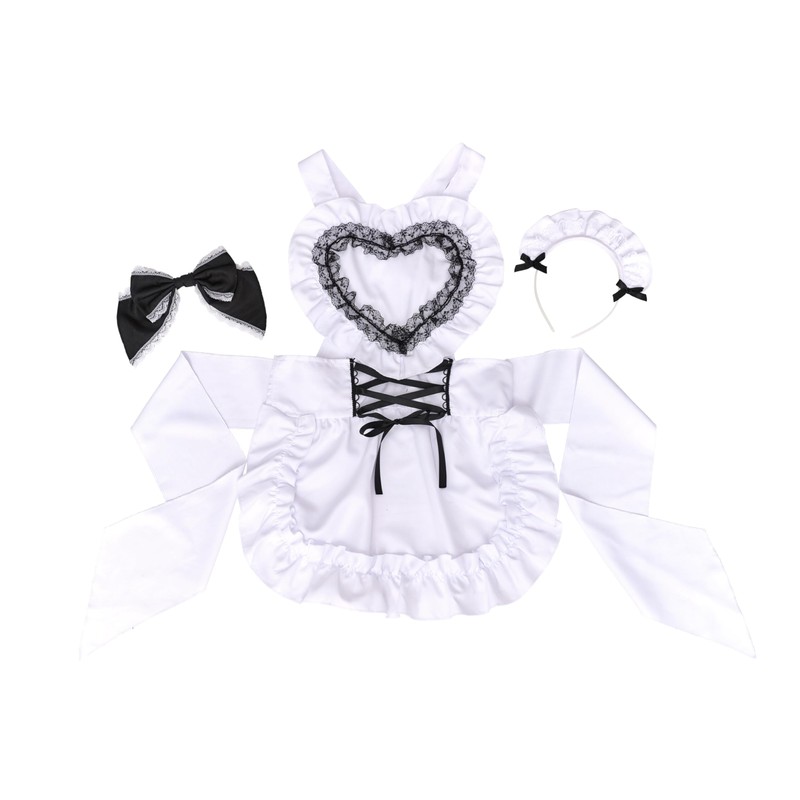 Clearstone Topping Tops, Cosplay Halloween Maid Apron, Ladies' White