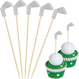 Golf Cocktail Picks, 4.7 IN Fancy Toothpicks for Appetizers, Wooden Fruit Skewers Bamboo Food Sticks for Sandwich, Masters Golf Themed Party Decorations Supplies Drinks Decor Charcuterie Accessories