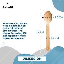 Avlash® [ Pack of 100 ] Disposable Wooden Spoons, Biodegradable Wooden Spoon - 16cm Long | Eco Friendly & Plastic Free Wooden Spoons - Ideal for Wedding, Picnic, Party, Office (Spoons)