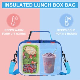 VASCHY Lunch Bag for Kids, Insulated Lightweight Lunch Box Bag for Boys and Girls to School Daycare Kindergarten with Detachable Shoulder Strap (Ocean)