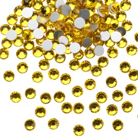 Jollin Glue Fix Crystal Flatback Rhinestones Glass Diamantes Gems for Crafting Nail Art Crafts Decorations Clothes Shoes 4.8mm (ss20 1440pcs, Citrine)