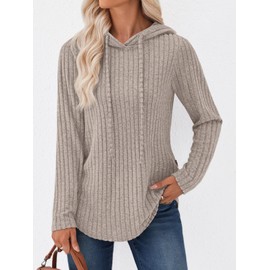 Trendy Queen Womens Hoodies Oversized Sweatshirts Long Sleeve Shirts Sweaters Fall Pullovers Tops Apricot L