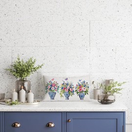 AOFANGGO Spring Flowers Pillow Cover 12x20 Inch Floral Blue Pots Decorative Throw Pillows Wildflowers Outdoor Patio Cushion Case for Sofa Couch Home Decor