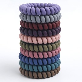 Spiral Hair Ties 20 Pieces No Crease Coil Elastics - No Damage Phone Cord Ponytail Holders, Traceless Plastic Bands, Spiral Bracelets (Mixed Matte Color)