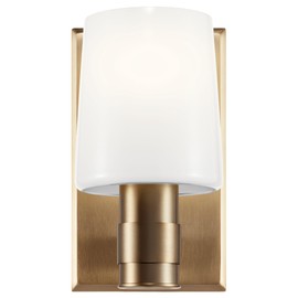 KICHLER Adani 1-Light Wall Sconce, Modern Light with Opal Glass in Champagne Bronze, for Bathroom, Powder Room, Kitchen, Bedroom, or Hallway (8.5" x 5"), 55174CPZ