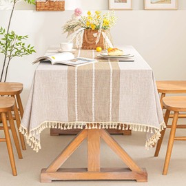 SIELUNO - Mantel rectangular con rayas de café, 55 x 102 pulgadas, 8-10 asientos