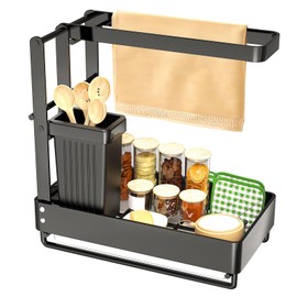Yawinhe Spülbecken Organizer, Küchen Spüle Sink Organizer, für die Arbeitsplatte neben der Spüle zur Aufbewahrung von Spülmittel und Schwämmen, Schwarz