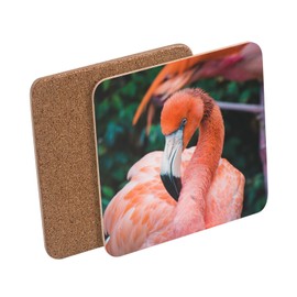 Untersetzer aus Kork – Nahaufnahme Flamingo Rosa Vogel Wildlife – 6 Stück (95 x 95 mm)