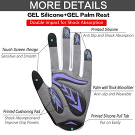 Kids Cycling Gloves Full Finger Gel Padded Anti Slip Value Pair, Bike Gloves Girls Boys Junior Good Grip Breathable for MTB BMX Dirtbike Ridding Sport Outdoor Blue Green Orange (Purple, M)
