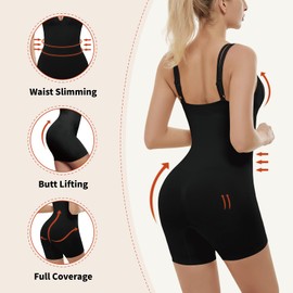 AMRIY Shapewear for Women Tummy Control Bodysuit for Women Butt Lifter Full Body Shaper Faja Black,X-L