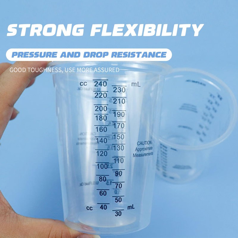 100 Pack Plastic Measuring Cups - 8 oz Mixing Cups