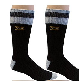 DeWALT Men's 2 Pack Wool Blend Boot Crew Socks (Black & Gray)