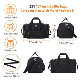 ZZY Klenine Sports Bag, 25L Gym Bag, Fitness Bag, Training Bag for Weekender Travel, marble