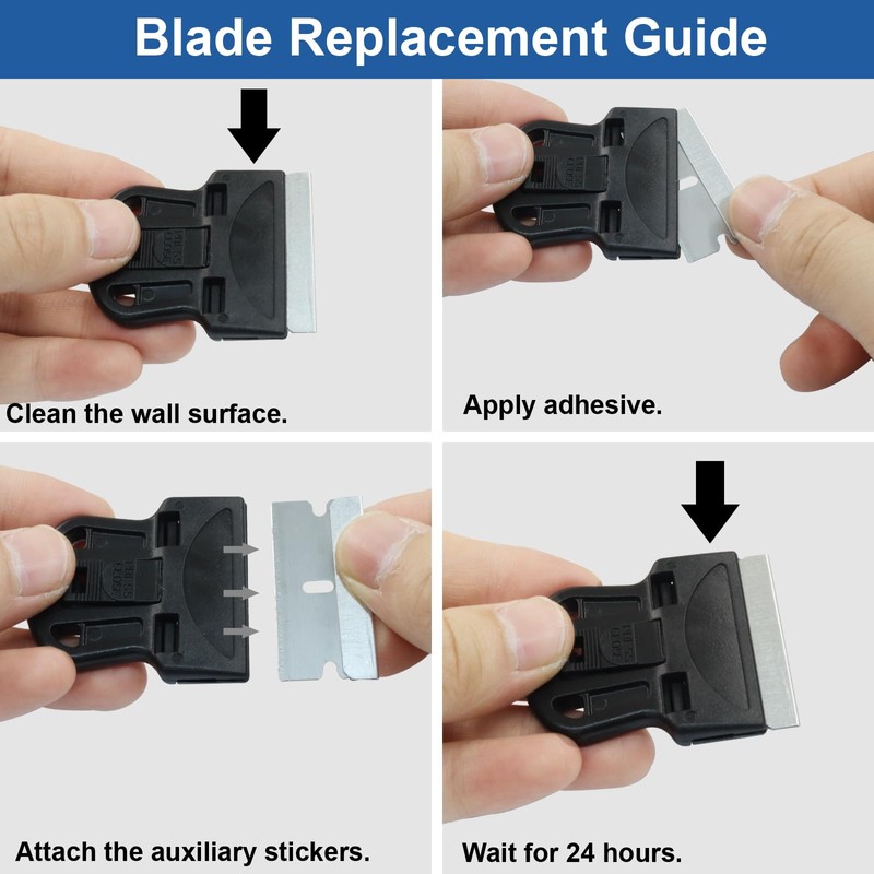 Zorveiio 4 Pack Mini Plastic Razor Blade Scraper, Black High