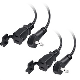 [ETL Listed] Cable Matters 2-Pack 13A, 2 Prong Extension Cord 6ft in Black with Flat, Low-Profile Plug, 16 AWG, 1625W, Extension Cord 2 Prong with Tamper Guard, Ideal for Indoor Use