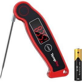 TempPro TP19 Waterproof Digital Meat Thermometer for Grilling with Ambidextrous Backlit & Thermocouple Instant Read Kitchen Cooking Food Thermometer for Candy Oil BBQ Smoker (Previously ThermoPro)