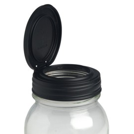 reCAP Mason Jars Lid FLIP Cap, Regular Mouth, Black, BPA-Free, American Made Ball Mason Jar Lids for Preparing, Serving and Storage, Spill Proof and Made with Safe, No-Break Materials
