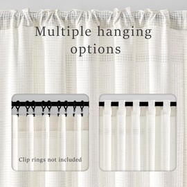 Linen Light Filtering Curtains/Drapes, White Sheer Linen Curtains 96 inches long for Living Room Sliding Door Thin Window Curtains/Drapes for Bedroom,Waffle textured, 2 Panel Sets 52"Wx96"L