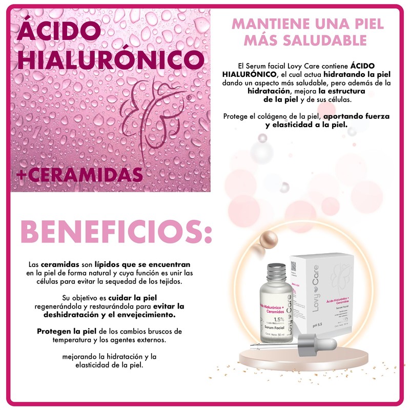 Lovy Care Ácido Hialurónico + Ceramidas Serum Facial | pH