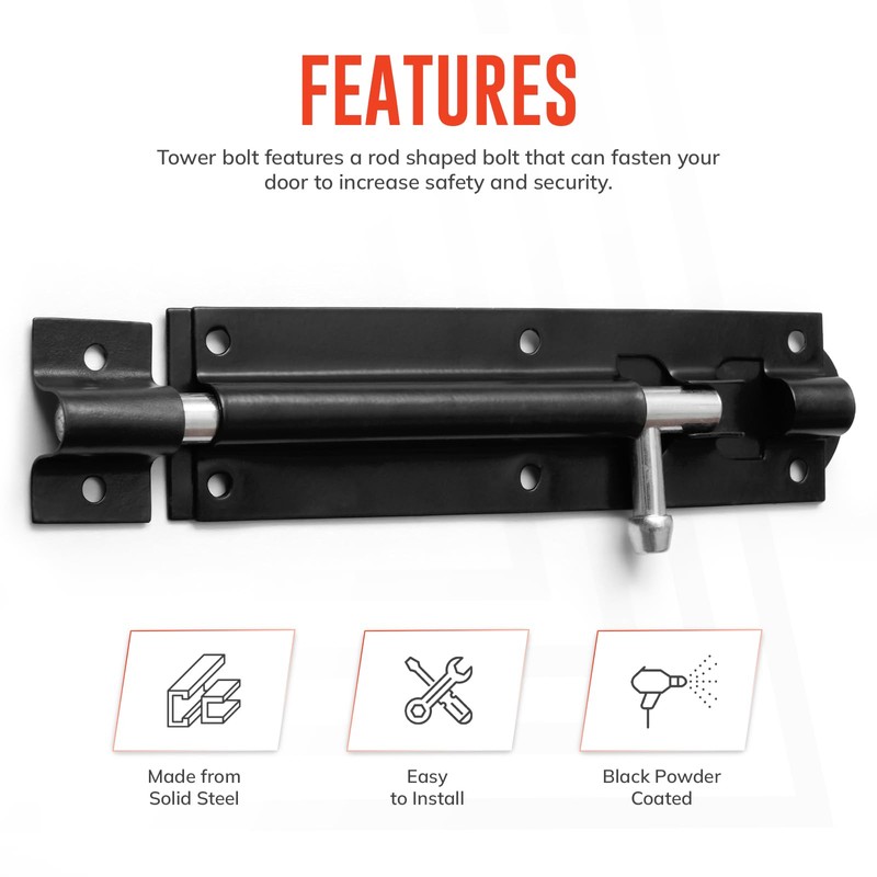 ZAVIA Tower Bolt Lock 6 Inches | Pack of 2