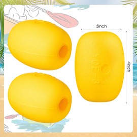 Poen 6 Pcs Buoy Float Yellow 4 x 3 Inch Deep Water Float Rope Floats Fishing Marker Buoys Anchor Float for Boat Swimming Pool Kayak Trail Dock Crabbing Skiing Marine