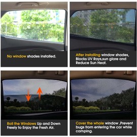 Car Rear Side Window Shade,2 Pack Stretchy Mesh Car Window Screen Sun Shade Mosquito Net Cover Fit for 96% Cars SUVs, Anti-Sun Glare, Reduce UV Rays,Privacy Protection