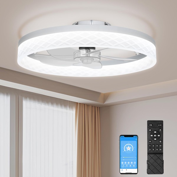 vallerico vallerico Ceiling Fans with Lights - 19.7 Inch Flush