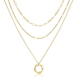 Wovanoo Layered Necklaces for Women Pendant Chain Necklaces Multilayer Stackable Choker Necklace Gold 2