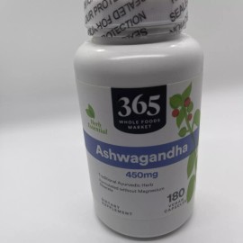 365 Whole Foods Market ashwagandha capsules 450 Mg 180 Capsules Exp: 02/26