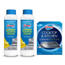 Glisten Dishwasher Magic Machine Cleaner & Disinfectant 2-Pack and Cooktop & Kitchen Cleaning Pads