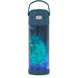 THERMOS FUNTAINER 16 Ounce Stainless Steel Vacuum Insulated Bottle with Wide Spout Lid, Galaxy Teal