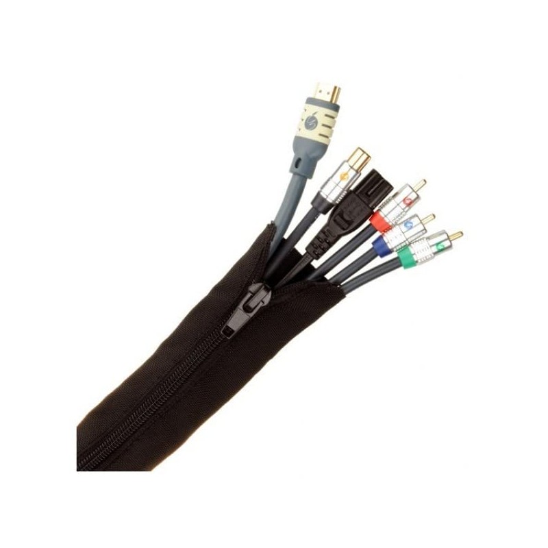 Fisual Zip Up Cable Sleeve Black 30mm Diameter 1m