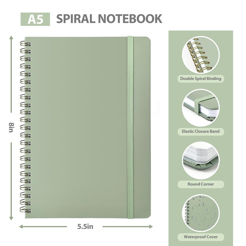 VALOME Journaling Notebooks, A5 Lined Spiral Notebook for Women &