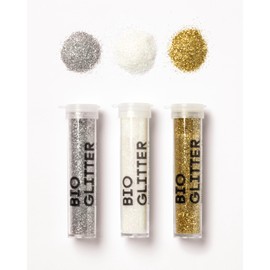 folia 57811 - Organic Glitter Mix Stardust M, 5 Tubes of 7 g, Organic Glitter in 3 Different Colours, for Decorating and Decorating