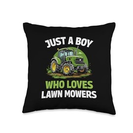 grass truck lover just a boy who love lawn mowers just a boy who Love Lawn mowers Grass Tractor Cute Gardening Throw Pillow, 16x16, Multicolor