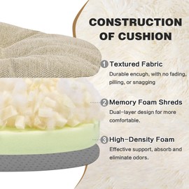 baibu Dining Chair Cushions Set of 2 Windsor Chair Pads, Tufted Memory Foam Kitchen Seat Cushions, Non-Slip Chair Pad with Ties, 16.5 x 15.5 x 3.5 Inches, Beige