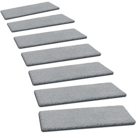 PURE ERA Carpet Stair Treads Ultra Plush 8" X 30" Soft Indoor Stair Protectors Pet-Friendly Non-Slip Skid Resistant Tape Free Washable Reusable(7 Pieces, Gray)