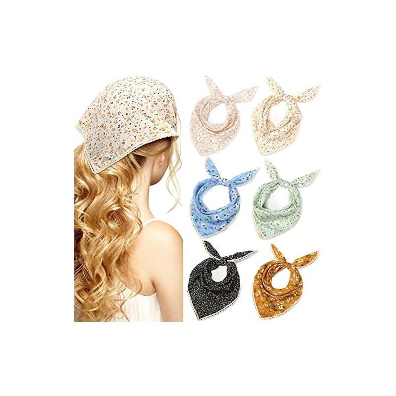 Dingion - Pañuelos florales para el cabello con estampado de