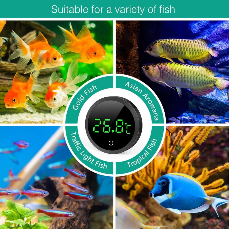 ORIA Aquarium Thermometer, LED Display Digital Temperature Meter Aquarium (℃),