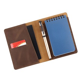 Leather Cover Compatible With Rite in the Rain Top Spiral Notebooks, Handmade Top Bound Notebook Cover For 3" x 5" Writing Pad Holder, Mini Pocket Notepad Holder - Brown