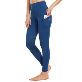 Willit - Pantalones de equitación para mujer, con parche en la rodilla, pantalones ecuestres, mallas de equitación, bolsillos con cierre