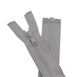 YaHoGa Pack of 2 60 cm Zip Plastic 5 mm Separable Zip for Jackets Grey