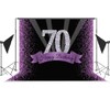 Happy 70th Birthday Photography Backdrop Glitter Purple and Black Dots