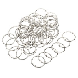 PATIKIL 50pcs 38mm Diameter Binder Rings Removable Metal Book Loose Leaf Rings for Home Office Index Cue Revision Card Silver Tone