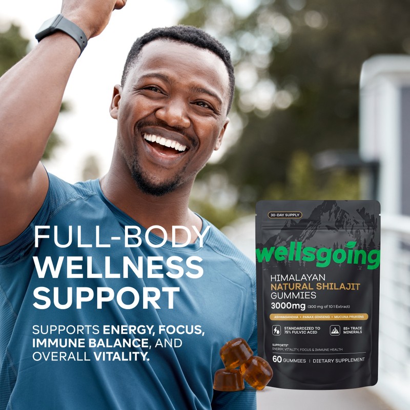 Shilajit Gummies for Men – 75% Fulvic Acid, Energy &