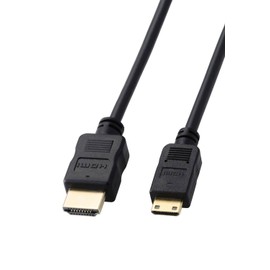 Elecom ECDH-HD14EMS20B Mini HDMI to HDMI Converter Cable, 6.6 ft (2 m), Slim Cable, 4K/30Hz, HEC/ARC Compatible, Two-Way Communication [Enables Rich Color Expression] (Mini HDMI Type C Male to HDMI