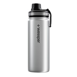 Wessper Stainless Steel Drinking Bottle 500 ml Leak-Proof Thermos Flask BPA-Free with 3 Lids Silver Elegant Sports Water Bottle Insulated Flask Children Adults for Camping Bicycle Sports Outdoor