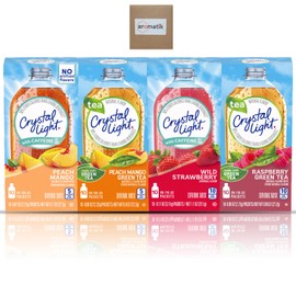 Crystal Light On-The-Go Drink Mix Variety Pack - 10 Packets Each Flavor, 4 Flavor Packs | Sugar-Free, Low-Calorie | Caffeinated & Caffeine-Free Options | Includes Exclusive Aromatik™ Damage-Proof Packaging (4 Boxes, With Caffeine Variety 3)