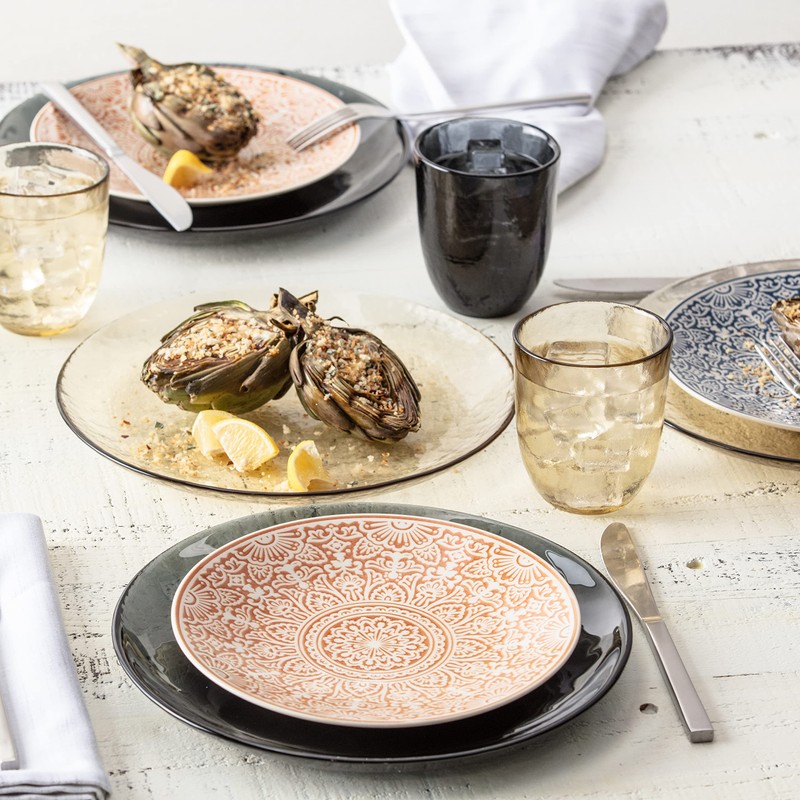 Los Cabos Glass Dinnerware and Drinkware Collection Ginger Root 10.5